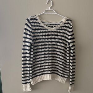 GAP Striped Crewneck Sweater - Black & Cream